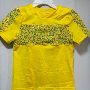 NWT Weissman boys size IC Vibrant Yellow spandex yellow & sequins costume shirt